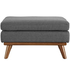 Modway Engage Upholstered Fabric Ottoman - Grey-Splayed Wood Legs