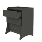 Manhattan Comfort Coney Mid-Century Modern Dresser and 2 Nightstands Set - Grey-Unique Continuous Side Panels to Create Curved Legs.