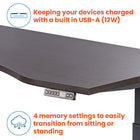 Motionwise M3 PRO Series Ergonomic Curve 30" x 60" Electric Sit-Stand Desk with Dual Motors - American Walnut-Dimensions: 60.0"W x 30.0"D x 28.0"-48.0"H