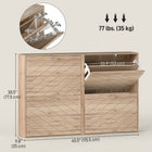 HOMCOM Slim Shoe Storage Cabinet with 4 Flip Drawers for 12 Pairs - Oak-Anti-tipping design ensures extra safety