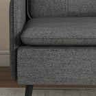 HOMCOM Modern Accent Chair with Wide Lounge Seat - Steel Legs - Button Tufted for Bedroom - Dark Grey-Seat Height: 16.9" (43 cm)
