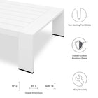 Modway Tahoe Outdoor Patio Powder-Coated Aluminum Coffee Table - White-Powder-Coated Aluminum