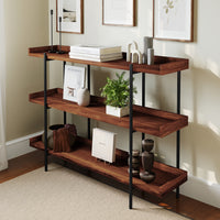 Flash Furniture Mayfair Rustic Wood Grain Finish Storage Shelf with Black Metal Frame-Rustic Style
