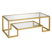 Hudson&Canal Athena 45"W Rectangular Coffee Table - Brass-A glam design for your living room, den, and more