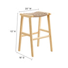 Modway Saoirse Woven Rope Wood Bar Stool - Natural Natural - Set of 2-Basket Weave Design