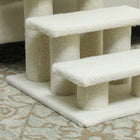 PawHut 18" 3-Tier Pet Stairs with Carpeted Scratching Post - Beige-Material: Particle Board, Berber Fleece 