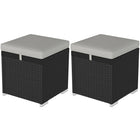 Outsunny 2 Pieces Wicker Outdoor Ottoman with Storage - Light Grey-Set of two outdoor ottomans, with hidden storage space