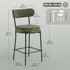 HOMCOM 27" Counter Height Modern Bar Stools - Green - 2 Pack-Upholstered in soft corduroy with high-density foam padding
