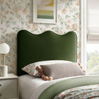 Modway Athena Stain-Resistant Performance Velvet Twin Size Headboard - Moss Green-Dense Foam Padding