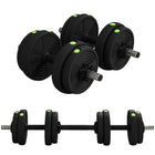 Soozier Adjustable Barbell & Dumbbells Set with Non-slip Handles - 33 lb-Converts easily from dumbbells to barbells for versatile workouts 