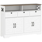 HOMCOM 47.2" L Sideboard Storage Cabinet - White-Two cabinets, three drawers, and two open shelves organize items easily