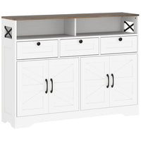 HOMCOM 47.2" L Sideboard Storage Cabinet - White-Two cabinets, three drawers, and two open shelves organize items easily