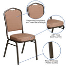 Flash Furniture HERCULES Series Crown Back Stacking Banquet Chairs with Gold Diamond Patterned Fabric & Gold Vein Frame - 4 Pack-Upholstered Back and Seat