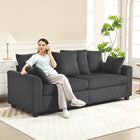 HOMCOM Corduroy 3 Seater Sofa Couch with 8 Removable Pillows - Dark Grey-Features a generous 68.5" (174 cm) seating width, easily accommodating three people