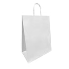 Reliabag Paper Bags - Twist Handles - 13" W x 7" D x 17" H - White - 250 Pack-Made by the premium white kraft paper with the re-enforced flat bottom