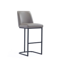Manhattan Comfort Serena 17.71" Modern Leatherette Upholstered Barstool - Grey-Modern Barstool with Backrest Perfect for Bar and Kitchen Use