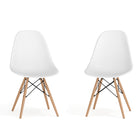 Flash Furniture Elon Series Plastic Chair with Wooden Legs - White - 2 Pack-Set of 2 Plastic Side Chair