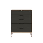 Manhattan Comfort Rockefeller Mid-Century Modern Bedroom Dresser 3-Piece Set - Nature/Textured Grey-21.57" L x 35.31" W x 44.57" H