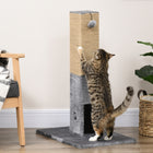 PawHut 31" Cat Scratching Post - Grey-Hanging toy ball entertains and engages cats 