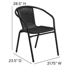 Flash Furniture Black Rattan Indoor-Outdoor Restaurant Stack Chair-Black Rattan Back and Seat