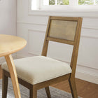 Modway Nimba Faux Rattan Fabric Dining Chairs - Heathered Weave Ivory - 2 Pack-Rubberwood Frame
