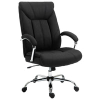 Vinsetto Linen Fabric Home Office Chair with Armrests - Black-Ergonomic high-back line design with thick padding provides extra comfort
