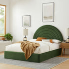 Modway Solana Arched Performance Velvet Queen Platform Bed - Moss Green-Arch-Shaped Headboard
