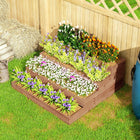 Outsunny 4-Tier Raised Garden Bed - 45" L x 45" W x 18" H - Dark Brown-Constructed from varnished solid wood for durability 
