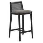 Modway Monarch Wood and Rattan Counter Stool - Black Black Gray-Beech Wood Frame