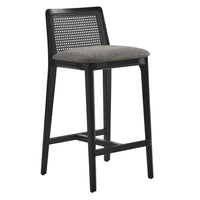 Modway Monarch Wood and Rattan Counter Stool - Black Black Gray-Beech Wood Frame