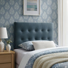 Modway Emily Stain-Resistant Performance Velvet Twin Size Headboard - Cadet Blue-Wood Blend Frame