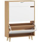 HOMCOM Narrow Shoe Storage Cabinet with 2 Flip Drawers - White-Holds up to 12 pairs of shoes, keeping your entryway clean and clutter-free