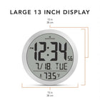 Marathon Watch 15 inch Round Digital Wall Clock - Stainless Steel-Solid aluminum case: sturdy design with a high-end finish.