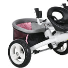 Qaba 6-in-1 Toddler Tricycle with Parent-Push Handle - Pink-Detachable push handle allows parents to control direction easily 