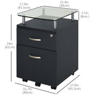 HOMCOM 2-Drawer Mobile Lockable Letter/A4 Filing Cabinet - Black-Light and compact design can be easily put under the desk   