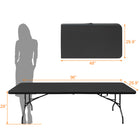 Homy Casa 8 ft Portable Folding Table Indoor & Outdoor for Camping - Black-The black tabletop adds a sleek, modern look