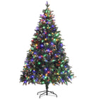 HOMCOM 7' Pre-Lit Artificial Christmas Tree with Dual Colour LED Lights - Green-LED lights offer warm white or multi-coloured settings 