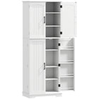 HOMCOM 64" H Pantry Cabinet with Adjustable Shelves - White-Organize items with 10 compartments and four adjustable shelves for versatile storage 