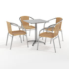 Flash Furniture 23.5'' Square Aluminum Indoor-Outdoor Table with 4 Beige Rattan Chairs (TLH-ALUM-24SQ-020BGECHR4-GG)-Aluminum, Plastic, Rattan, Stainless Steel