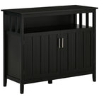 HOMCOM 41.75" L Sideboard Buffet Storage Cabinet - Black- Features an open shelf, 2 cabinets, giving you plenty of room for keeping plates, boxes and other daily accessories 