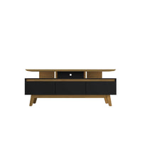 Manhattan Comfort Yonkers 70.86" Mid-Century Modern TV Stand - Black and Cinnamon-Mid-Century Modern TV Stands for Living Room and Bedroom use