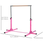 Soozier Professional Home Gymnastics Bar with 13-level Adjustable Height, Gym Fitness - Pink-Easy to installation in just minutes 