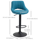 HOMCOM Adjustable Counter Height Swivel Bar Stools - Blue - 2 Pack-Channel tufts and undercut design make a distinctive statement in any setting
