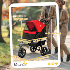 PawHut 3-Wheel Folding Pet Stroller for Small Dogs - Red-2 security leashes inside to keep your pet securely strapped in 