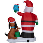 GEMMY Airblown Inflatable Christmas Santa and Puppy Dog with Giftbox Scene - 72"-Deflates for easy storage