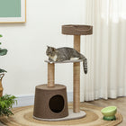 PawHut Scratching Post Climbing Cat Tree - Brown-Help your kittens keep away from your furniture, carpet and drapes 