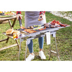 InnovaGoods ExelQ Stainless Steel Foldable Charcoal BBQ-Max. recommended amount of charcoal: 1.5 Kg. Large capacity, non-slip feet, firm hold. Easy to use and to assemble, includesinstruction manual. Easy to transport and store, space-saving. Does not include charcoal. Use outdoors: garden, camping, etc. Approximate dimensions when folded: 61 x 18 x 33 cm. Approx. measurements unfolded: 81 x 73 x 33 cm.