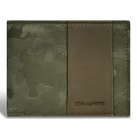 Champs Camo Leather Top Wing Wallet - Green-Leather Top wing wallet in gift box