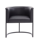 Manhattan Comfort Cosmopolitan 24" Mid-Century Modern Faux Leather Upholstered Dining Chair - Black-Semi Circle Open Design with Tight Back Finish