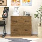 Vinsetto 2-Drawer Lateral Filing Cabinet with Lock - Light Brown-Simple design, suitable for home office and study